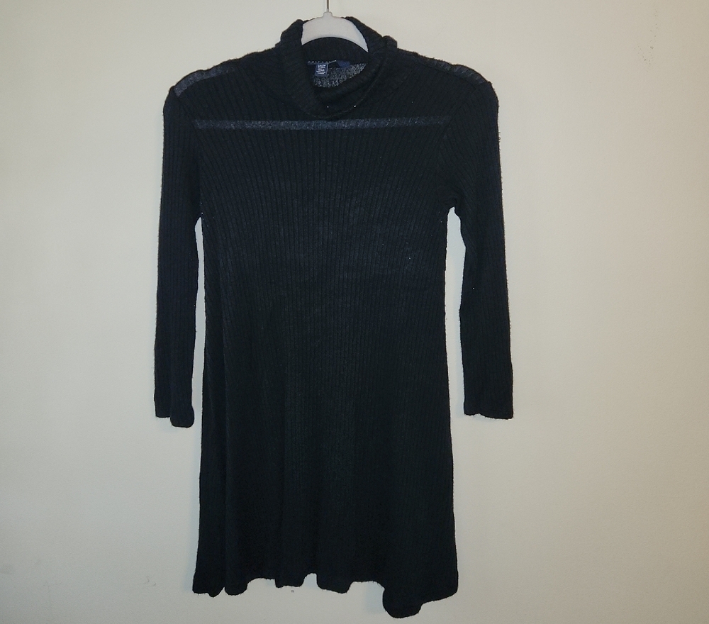Soft & Sexy Black Ribbed Turtleneck Dress With Stretch